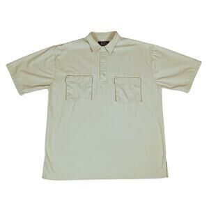 GH Bass Utility Shirt Mens L Short Sleeve Rugged Ripstop Outdoors Safari Khaki